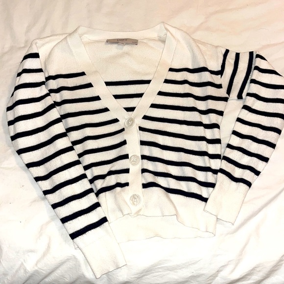 LOFT Sweaters - LOFT cardigan black & white stripes